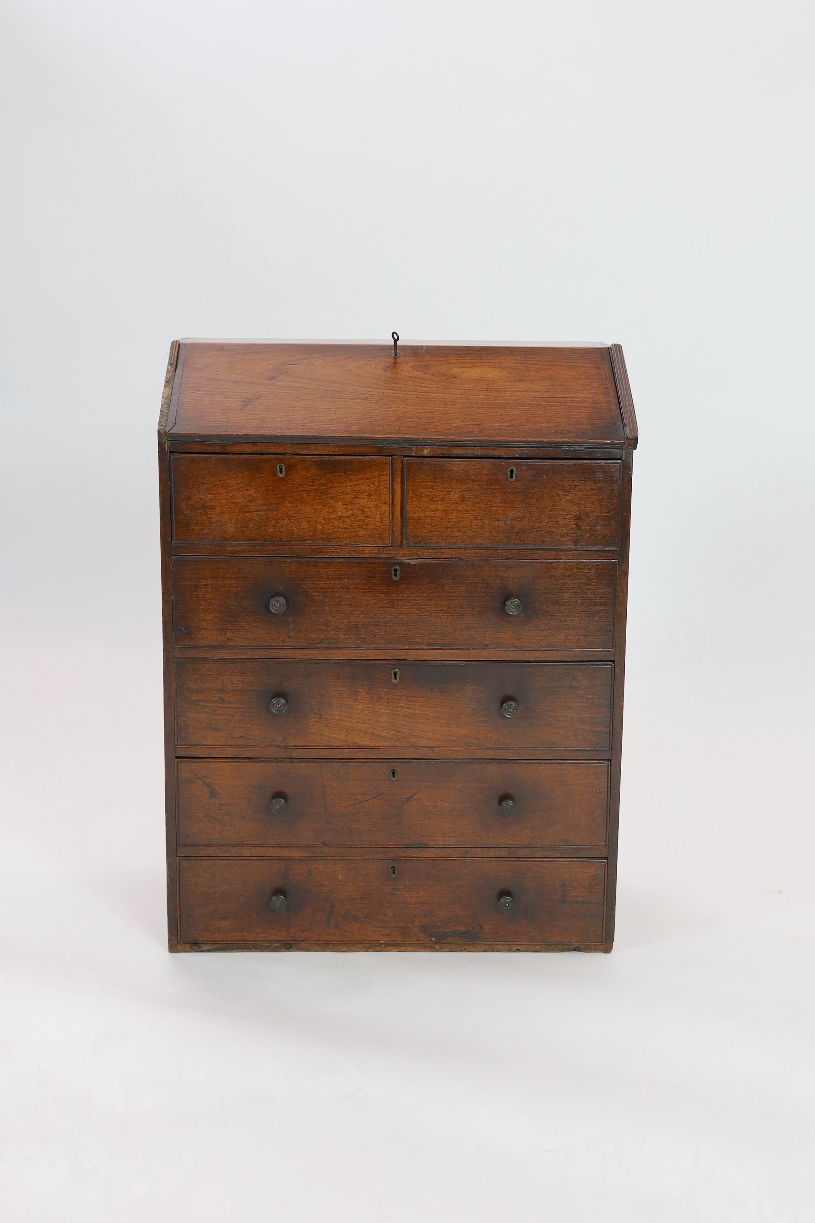 An early 19th century Anglo Indian rosewood ship's bureau, W.64cm D.34cm H.84cm